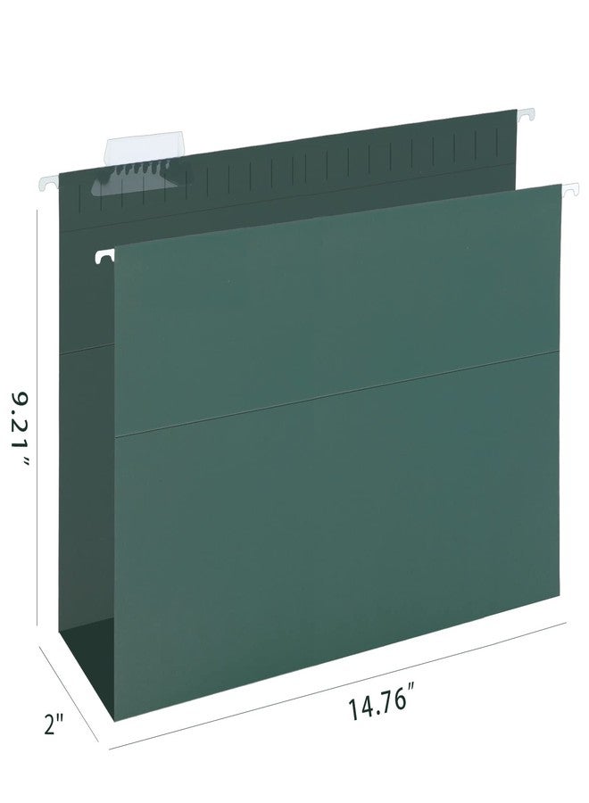HERKKA Extra Capacity Hanging File Folders, 30 Pack Reinforced Legal Size Hanging Folders with Heavy Duty 2 Inch Expansion, Designed for Bulky Files, Medical Charts, Green - Image 2