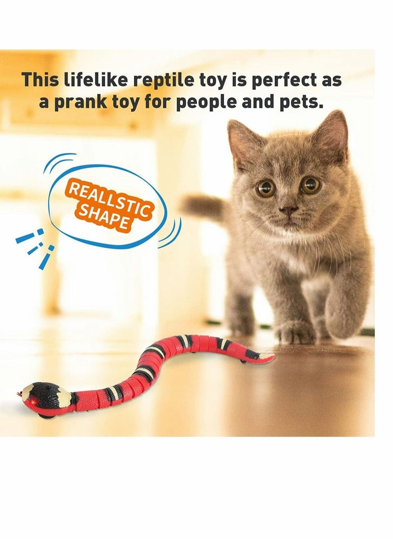 Generic - Interactive Cat Toy Snake, Realistic Simulation Smart Sensing Snake Toy, USB Rechargeable, Automatically Sense Obstacles and Escape, Tricky Snake Cat Toys for Indoor Cats Dogs (Pink) - Image 1