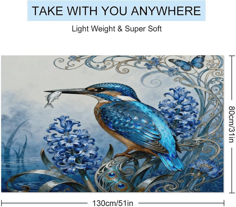 Beach Towel 31"x51" Lightweight, Super Absorbent Sandproof Towels Kingfisher Hyacinth Bloom Double-Sided Plush Towel for Adults, Travel, Pool, Gym & Sports Sand-Free Quick-Dry Bath Towels - Image 2