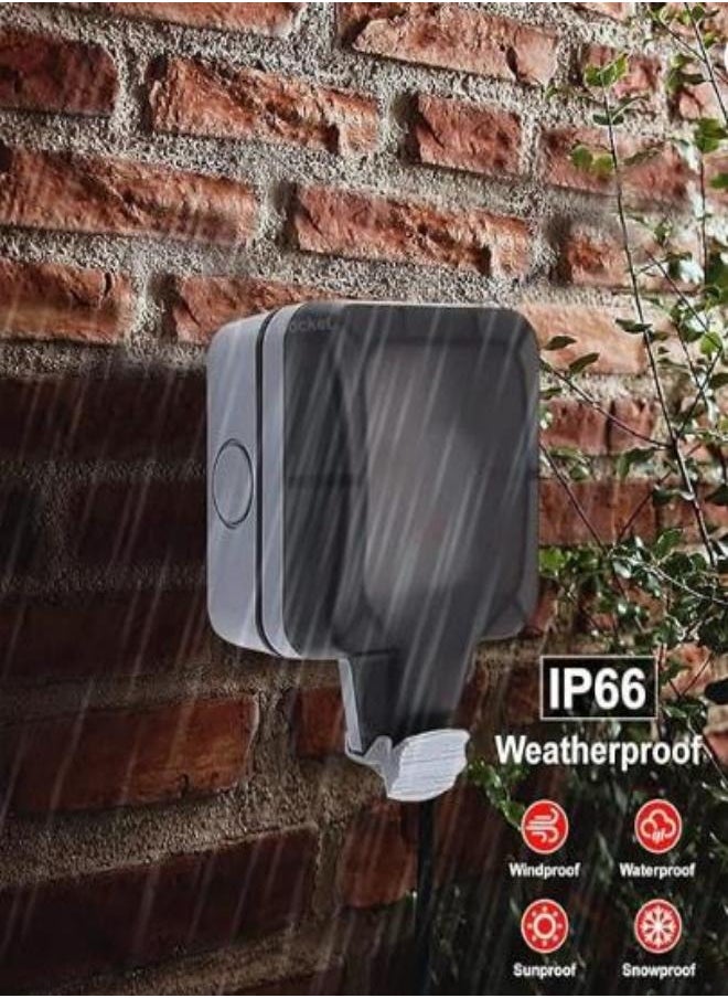 Generic - Electrical Sockets Switching Power Socket Socket With Indicator Light Weatherproof Outdoor Socket Outdoor Socket Waterproofing Ip66 Switched Socket Covers 13a Outdoor Wall Socket  Grey ﻿ - Image 1