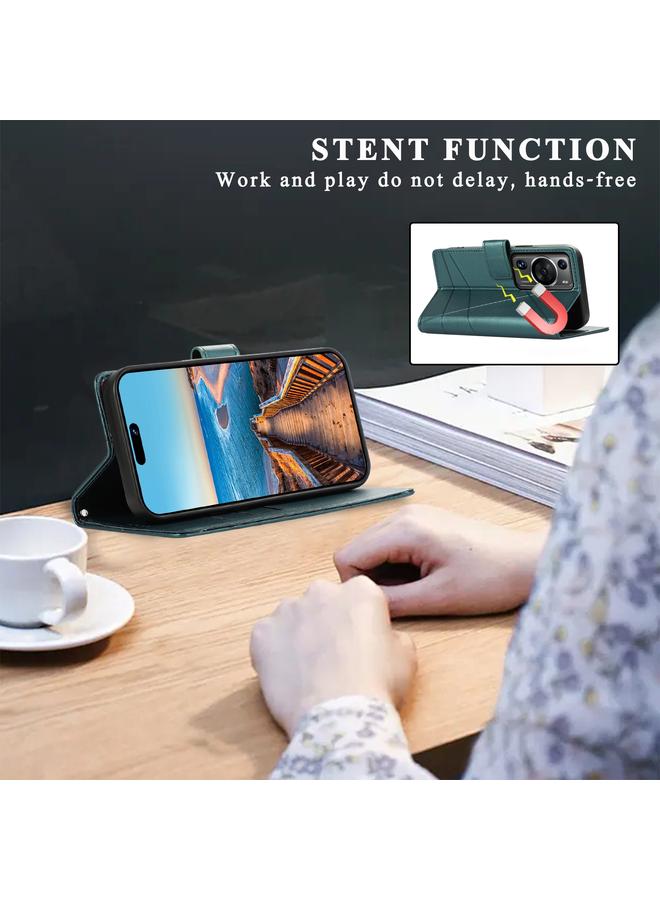 Zaboon Case For Huawei P60 Pro PU Genuine Leather Texture Embossed Line Phone Case - Image 5