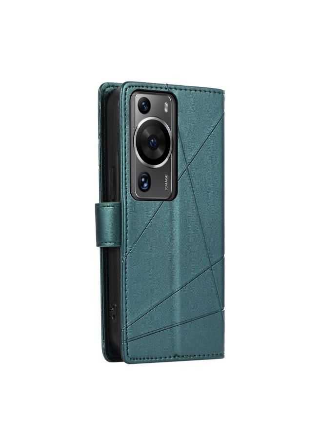 Zaboon Case For Huawei P60 Pro PU Genuine Leather Texture Embossed Line Phone Case - Image 3