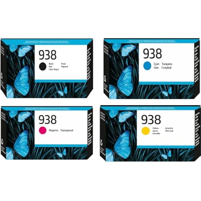 938 INK SET OF 4-COLOR FOR OFFICEJET PRO 9730 9110 9120 9130 9720 SERIES PRINTERS - Image 1