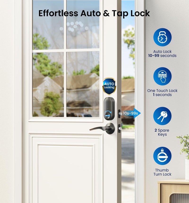 Veise Keyless Entry Door Lock with 2 Lever Handles - Electronic Keypad Deadbolt, Auto Lock, Back Lit & Easy Installation Design, Front Door Handle Sets, Oil Rubbed Bronze - Image 3
