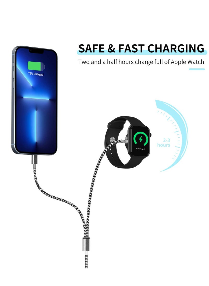 2-in-1 Portable Magnetic Charging Cable for Apple Watch Series 7/SE/6/5/4/3/2 & iPhone 13/12 Pro Max/11/XR/XS/X/8 Plus - Convenient Wireless Charger for On-the-Go Use. - Image 4