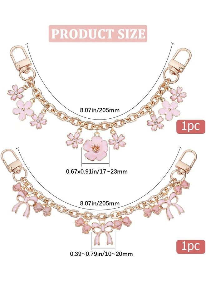 Quantum 2 PCS Purse Replacement Chains, DIY Heavy Chunky Aluminum Metal Chain, Short Chain Straps Enamel Flower Charm Purse Handle Extender Decorative - Image 2