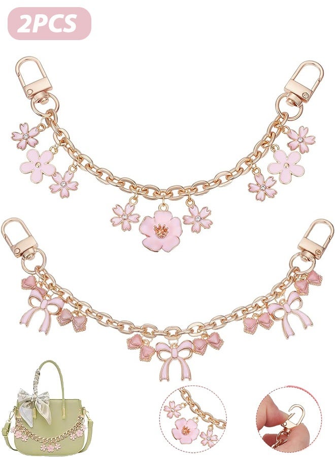 Quantum 2 PCS Purse Replacement Chains, DIY Heavy Chunky Aluminum Metal Chain, Short Chain Straps Enamel Flower Charm Purse Handle Extender Decorative - Image 1