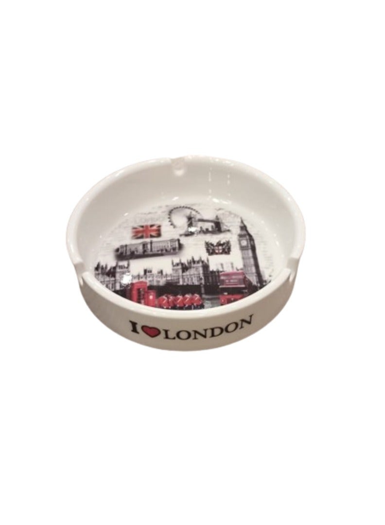Liying London Iconic Location Designed Ceramic Glass Ashtray for Home Office Outdoor Decorative, Clear Tabletop Ashtray for Cigarettes (10cmx11cmx3cm)  - Image 3