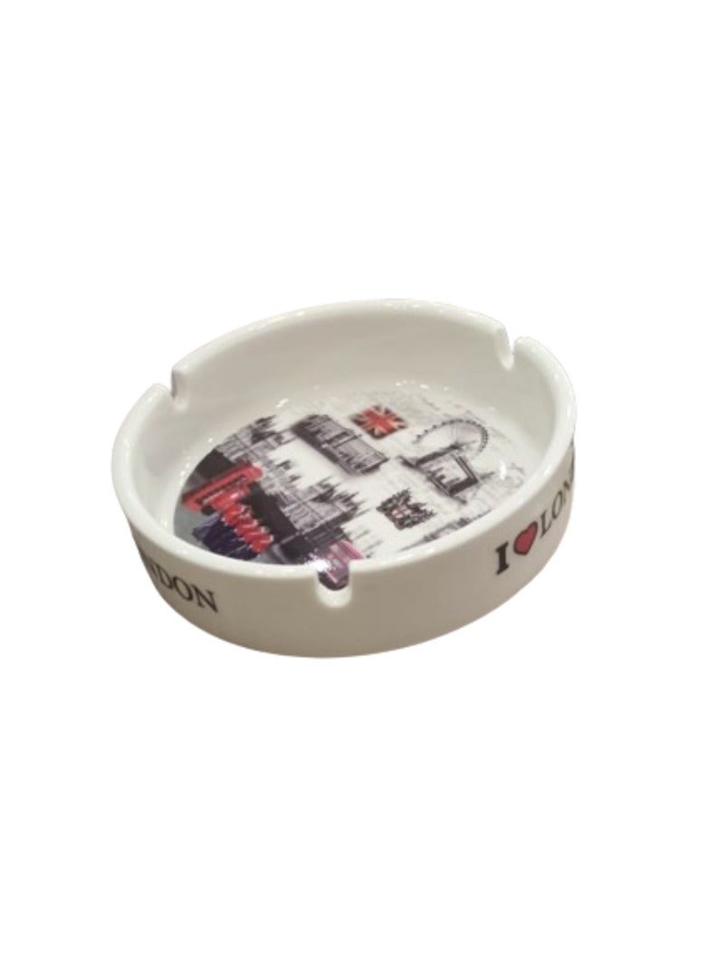 Liying London Iconic Location Designed Ceramic Glass Ashtray for Home Office Outdoor Decorative, Clear Tabletop Ashtray for Cigarettes (10cmx11cmx3cm)  - Image 4