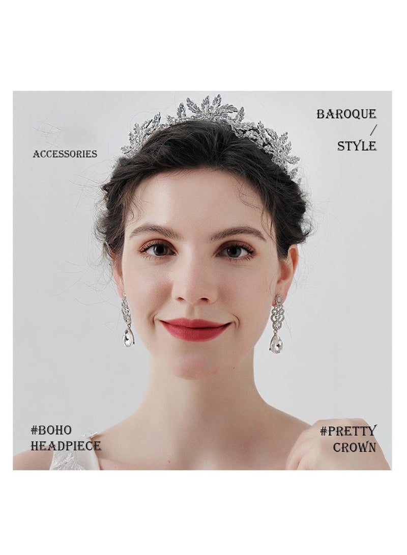 Loquat Crystal Wedding Headband Silver Bridal Headpiece Jewelry Band Rhinestone - Image 2