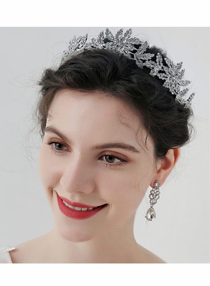 Loquat Crystal Wedding Headband Silver Bridal Headpiece Jewelry Band Rhinestone - Image 1