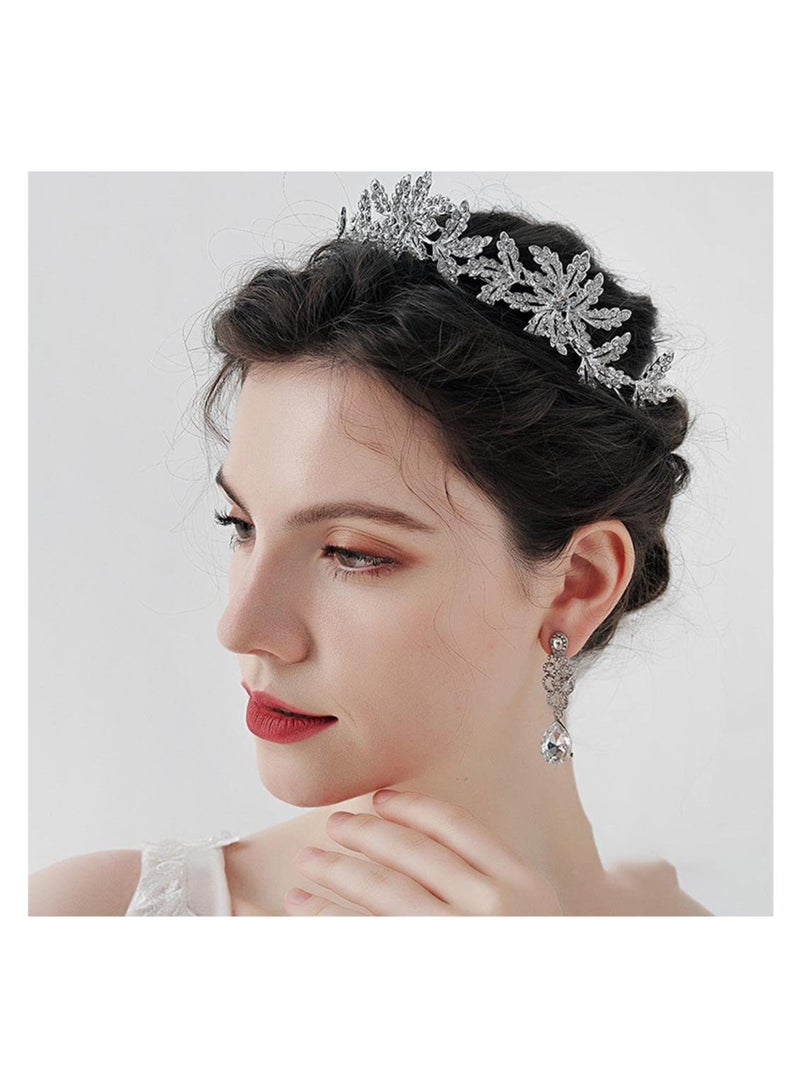 Loquat Crystal Wedding Headband Silver Bridal Headpiece Jewelry Band Rhinestone - Image 3