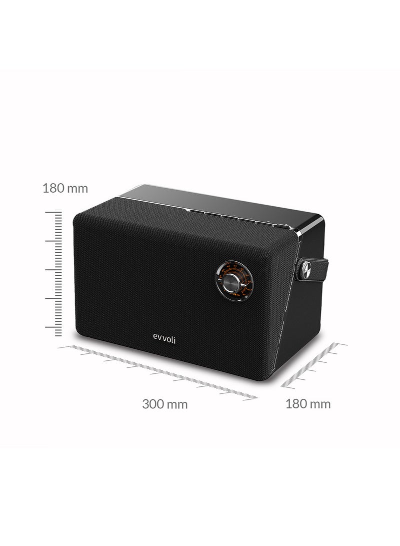 evvoli Portable Wireless Retro Bluetooth Speaker With 50W Heavy Bass For Home, Outdoor, Office And Party EVAUD-RB51B Black - Image 2