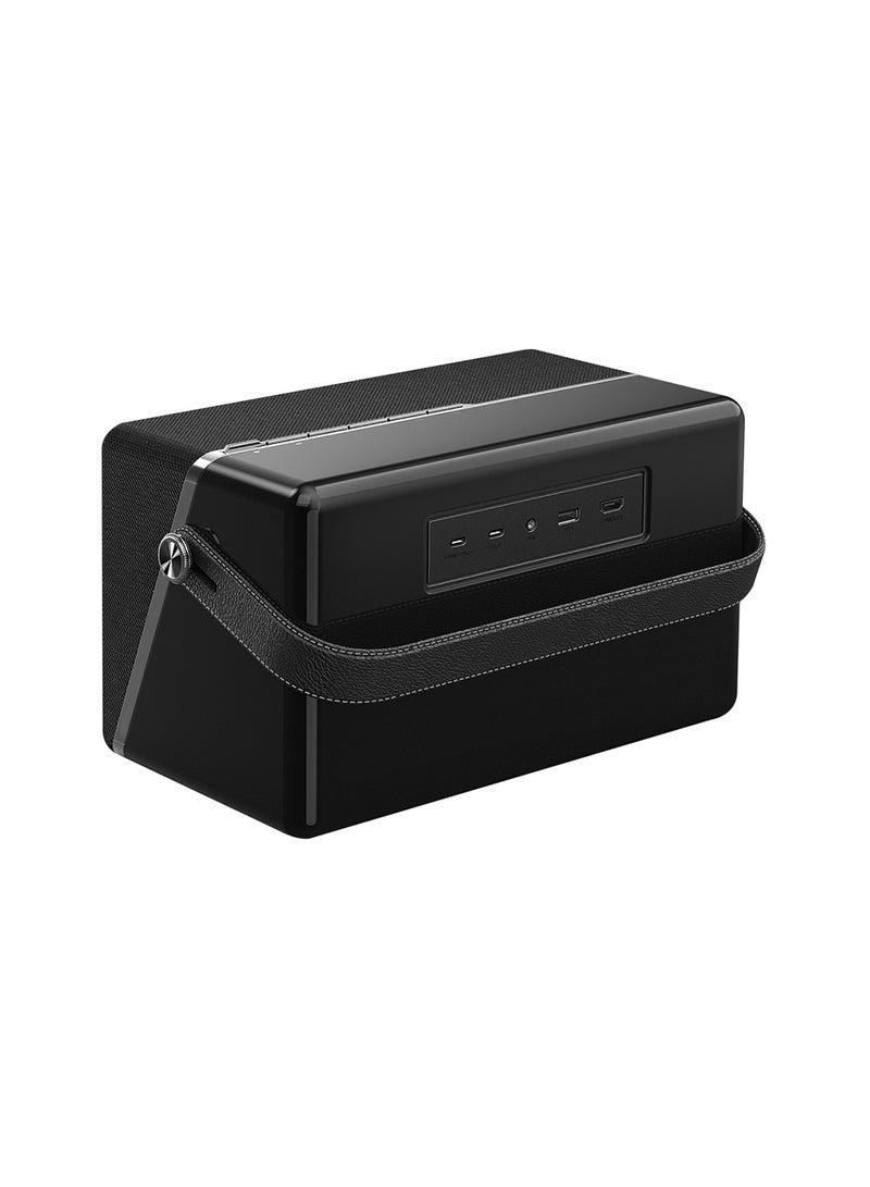 evvoli Portable Wireless Retro Bluetooth Speaker With 50W Heavy Bass For Home, Outdoor, Office And Party EVAUD-RB51B Black - Image 4
