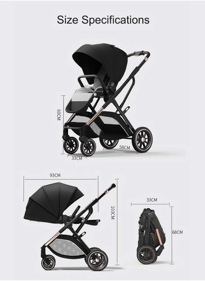 Tianrui - Luxury Lightweight Baby Stroller Pram for Travel – High-View Infant Stroller with Adjustable Backrest, Tianrui Luxury Baby Stroller, Two-Way Recline, Easy Foldable Design, Five-point Safety Belt, Dual Direction – Ideal for Newborns & Toddlers - Image 1