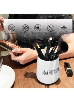 LEETOYI Ceramic Makeup Brush Holders for Bathroom Vanity and Countertop, Farmhouse Cosmetic Storage Organizer Cup, White 