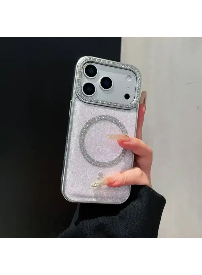 Blue Glitter Pearl Rhinestone Shockproof Phone Case For iPhone 14 Pro Max - Image 3