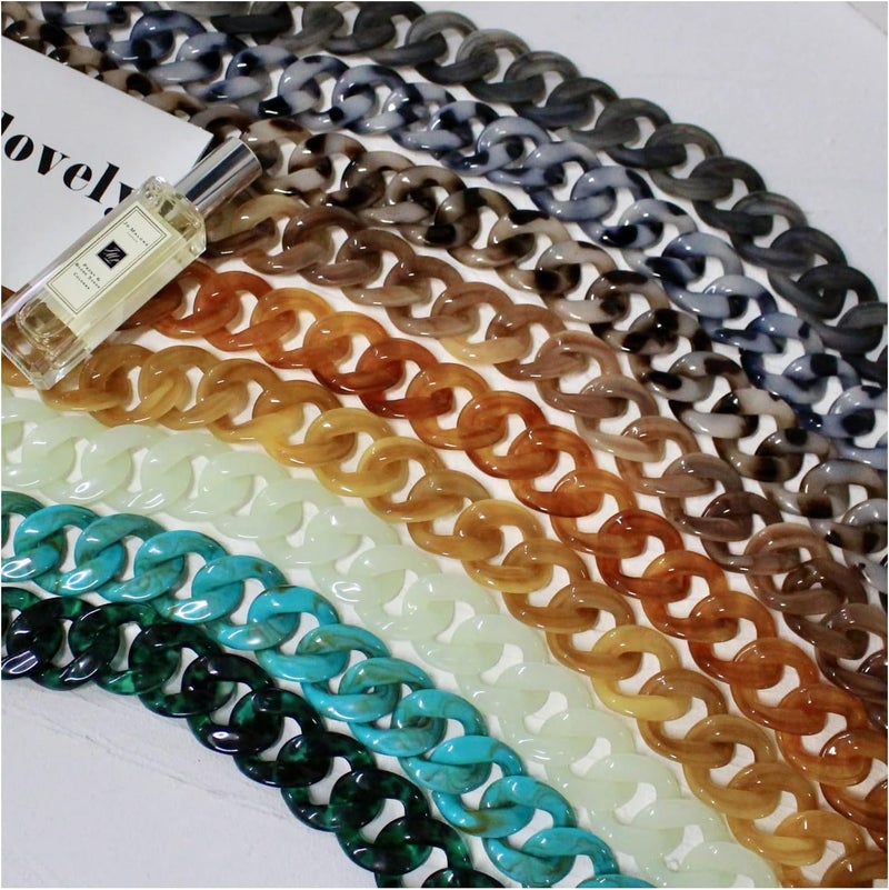 AUMEY Handbag Chain Straps Acrylic Purse Chain Strap Fashionable Replacement Purse Clutches Handles for Purse Handbags DIY Crafts, 15.7 inch of Each (03-Lake blue) - Image 5