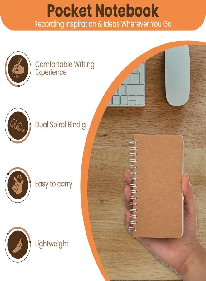 TWONE Spiral Notebook, 5 Pack Aesthetic Notebooks Spiral Journal Notepad Kraft Cover Lay Flat Sketchbook Journals for Writing Drawing Note Taking, 3.5”x5.5”, 180 Blank Pages, 90 Sheets - Image 2