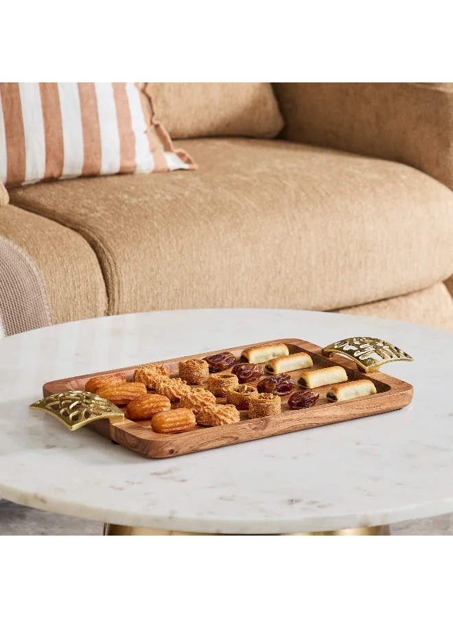 Home Box Sama Wooden Tray with Aluminium Handle - 49x26x5 cm