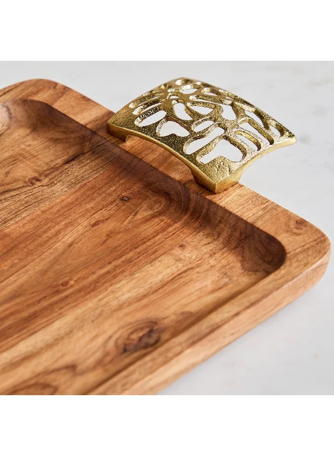 Home Box Sama Wooden Tray with Aluminium Handle - 49x26x5 cm