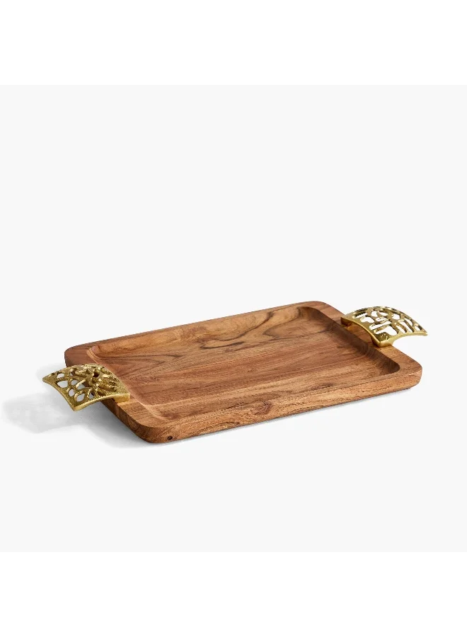 Home Box Sama Wooden Tray with Aluminium Handle - 49x26x5 cm