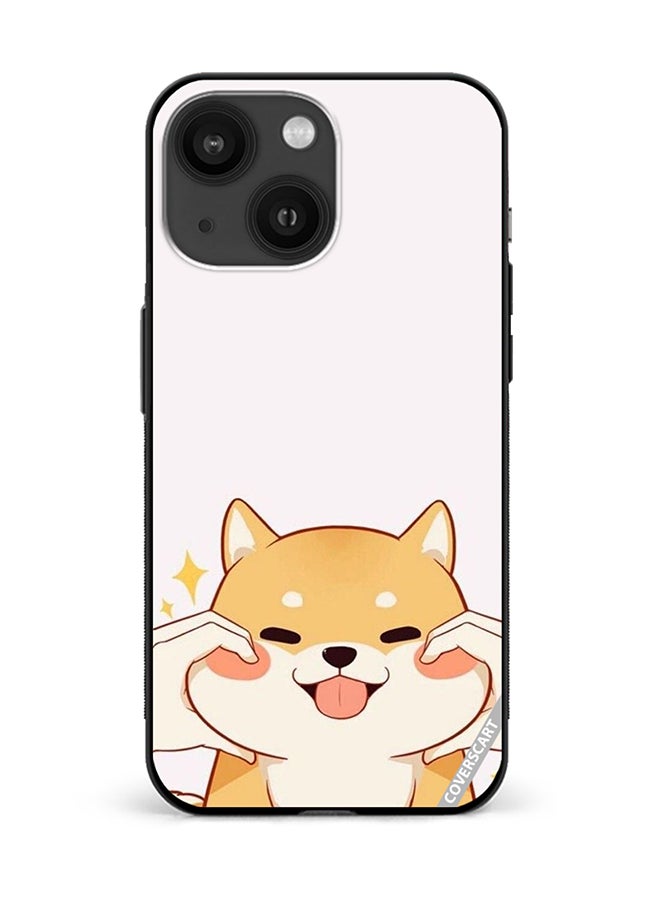 Protective Case Cover For Apple iPhone 13 Cute Smiley Shiba Inu Design Multicolour
