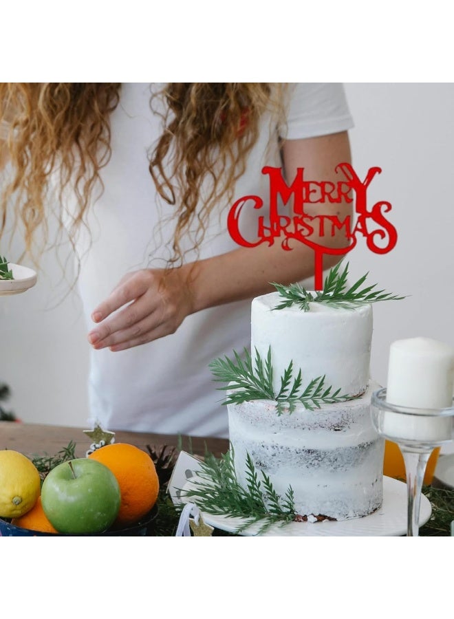 TPGP Merry Christmas Acrylic Cake Topper Xmas Red Cake Toppers Elegant Decoration Uk - Image 4
