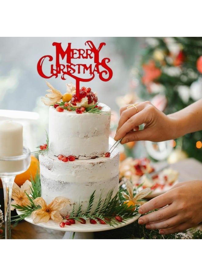 TPGP Merry Christmas Acrylic Cake Topper Xmas Red Cake Toppers Elegant Decoration Uk - Image 3