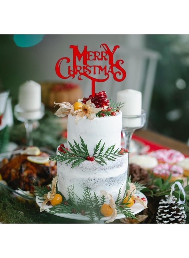 TPGP Merry Christmas Acrylic Cake Topper Xmas Red Cake Toppers Elegant Decoration Uk - Image 5