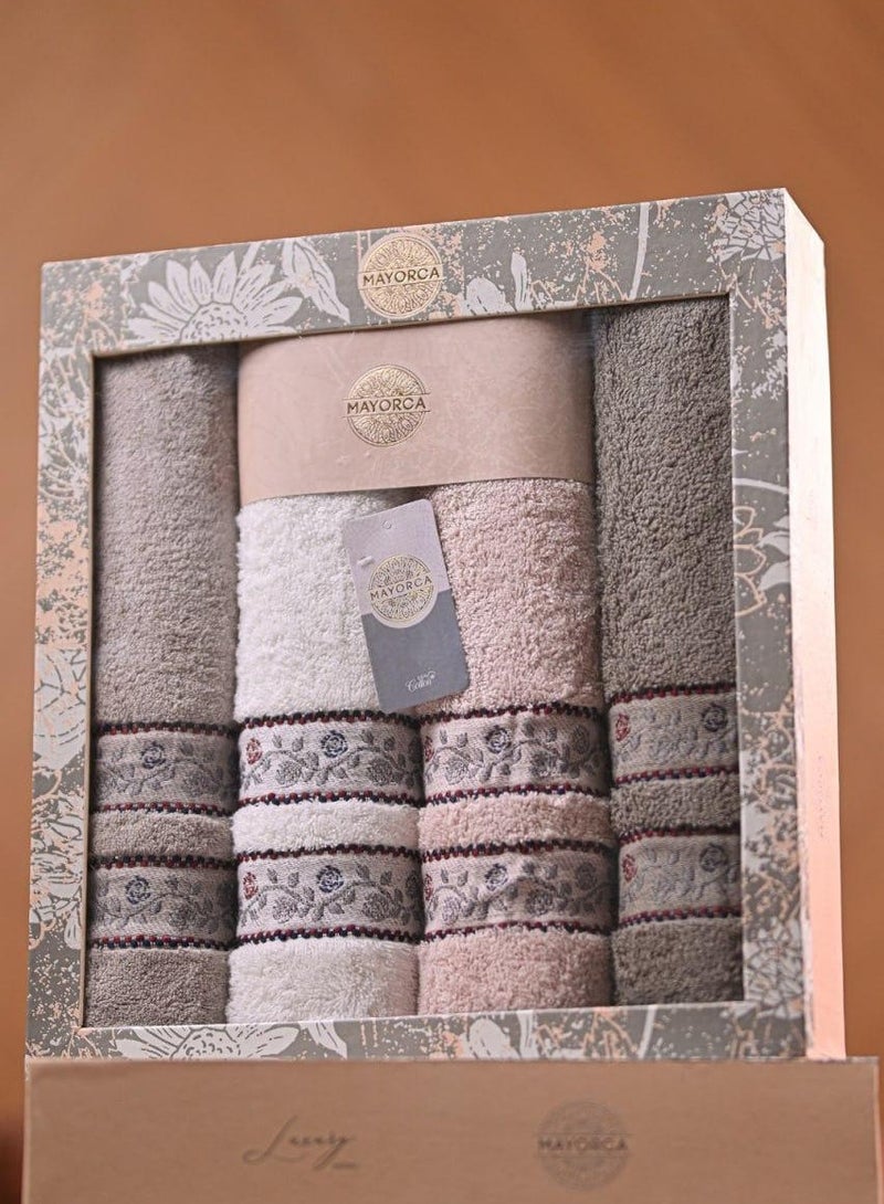 طقم فوط قطن بيور ١٠٠% قطن خامه عاليه الجوده مع تطريز رقيق مميز