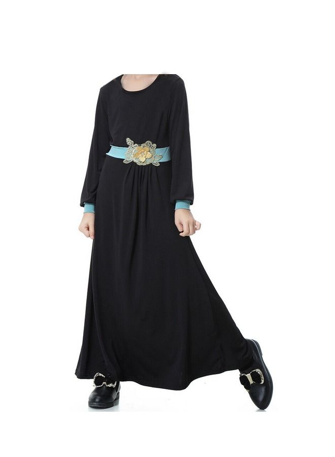 Kids Girls Long Sleeve Maxi dress Kaftan Robe  - Image 1