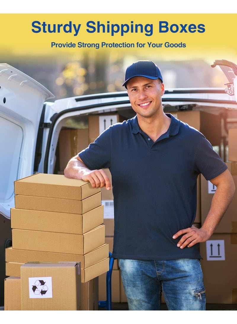 FAYET 25 Pack Brown Corrugated Shipping Boxes, Tab Lock Tuck Top Mailer Boxes for Small Business Packaging, Gift & Book Mailing(20*14*4 cm) - Image 5