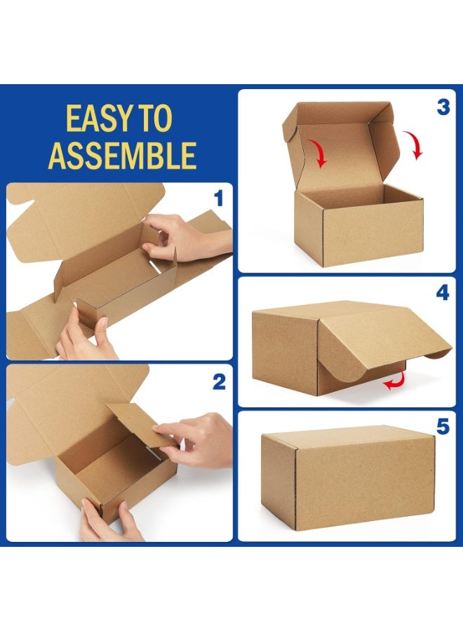 FAYET 25 Pack Brown Corrugated Shipping Boxes, Tab Lock Tuck Top Mailer Boxes for Small Business Packaging, Gift & Book Mailing(20*14*4 cm) - Image 4