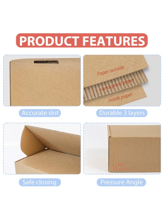FAYET 25 Pack Brown Corrugated Shipping Boxes, Tab Lock Tuck Top Mailer Boxes for Small Business Packaging, Gift & Book Mailing(20*14*4 cm) - Image 2