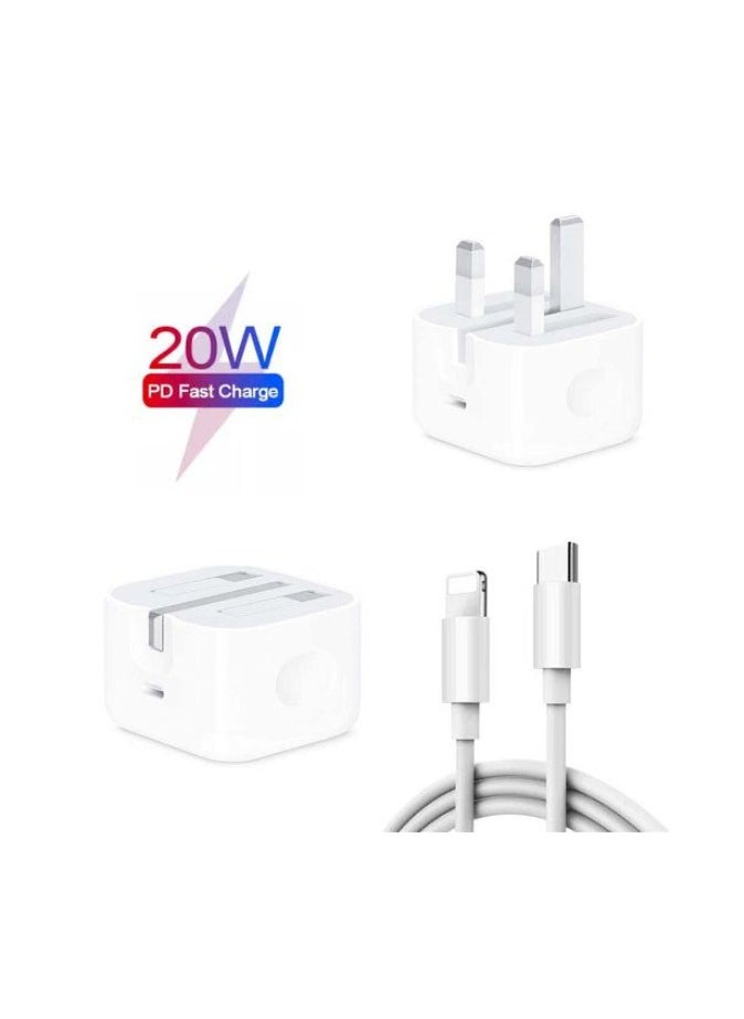 Admos - Admos 20W USB-C Power Adapter and USB-C To Lightning Cable - White - Image 1