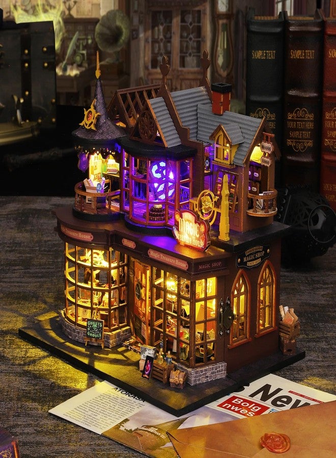 Plustopoy DIY Miniature House Kit Tiny House Model Kit with Open-able Door, DIY Wooden Dollhouse Miniature Kit for Adults Teens, Creative Crafts Book Nook Magic Model Kits, Home Decor - Image 4