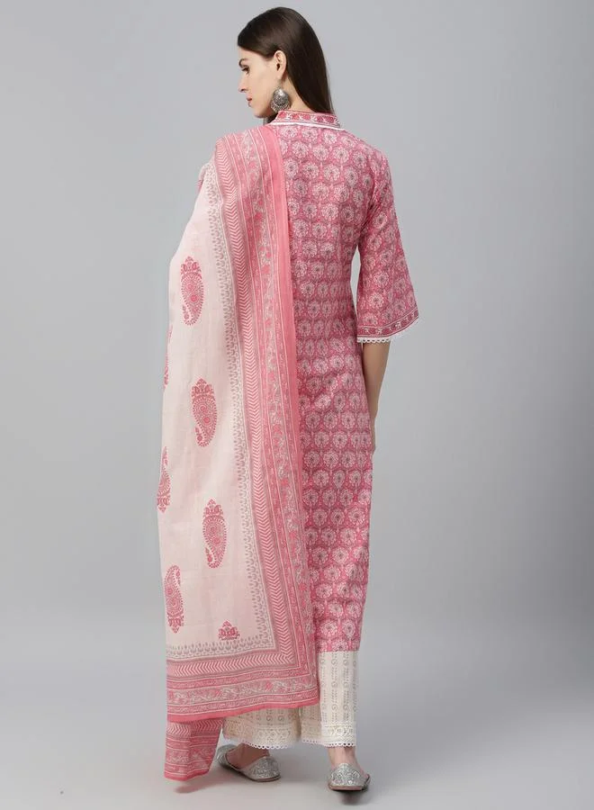 Libas Libas Printed Straight Kurta and Palazzo Pants with Dupatta Set