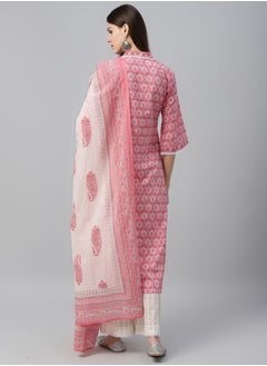 Libas Printed Straight Kurta and Palazzo Pants with Dupatta Set by Styli  - Image 3