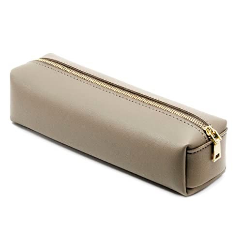 DOBMIT PU Pencil Pen Case Portable Bag Big Capacity Pencil Pouch Cosmetic Organizer Bag for Woman and Man - Khaki - Image 5