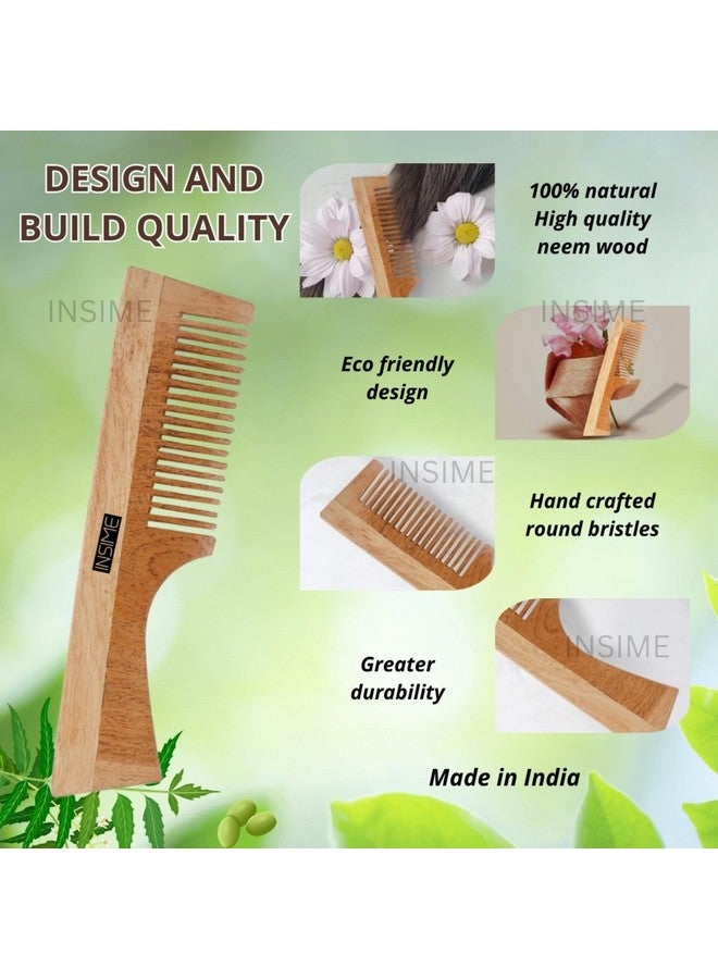 INSIME Wide tooth comb for curly hair | Neem Wooden comb wide tooth hair comb for women hair growth | Detangler hair comb shampoo wide comb for Women & Men Hair Styling - Image 3
