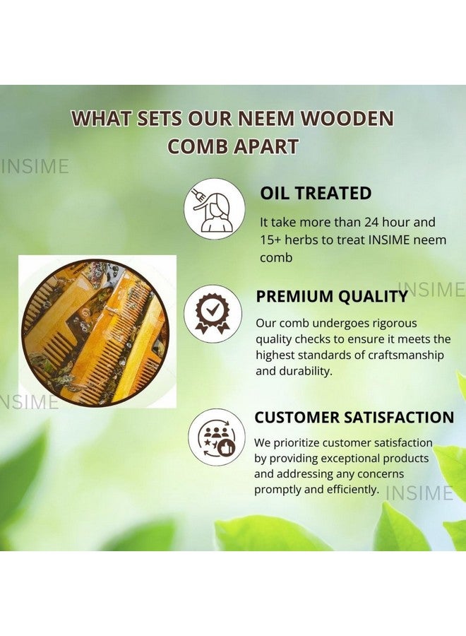 INSIME Wide tooth comb for curly hair | Neem Wooden comb wide tooth hair comb for women hair growth | Detangler hair comb shampoo wide comb for Women & Men Hair Styling - Image 5