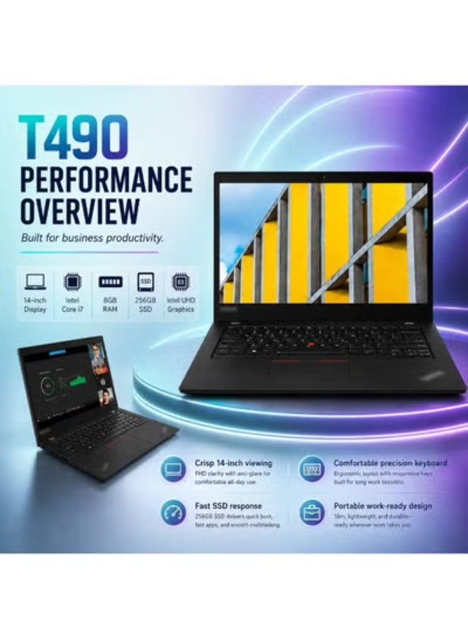 Business Laptop 14 Inch Display, Intel Core i7 Processor, 8GB RAM, 256GB SSD, Intel UHD Graphics, Backpack, Wireless Mouse & Laptop Stand - Image 2