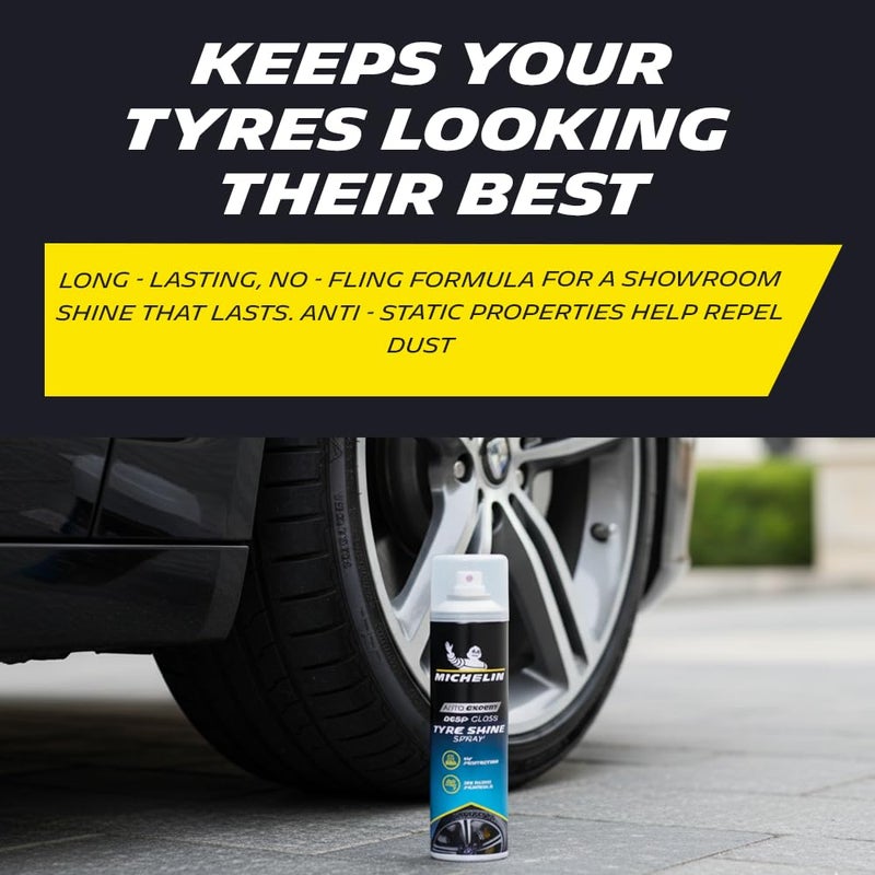 Michelin Tyre Shine Polish for Car 400ml | Instant Deep Black Gloss for Tyres & Plastic Parts with UV-Protection | Restores Faded Surfaces & Prevents Premature Ageing | Long-Lasting Non-Greasy Shine - Image 4