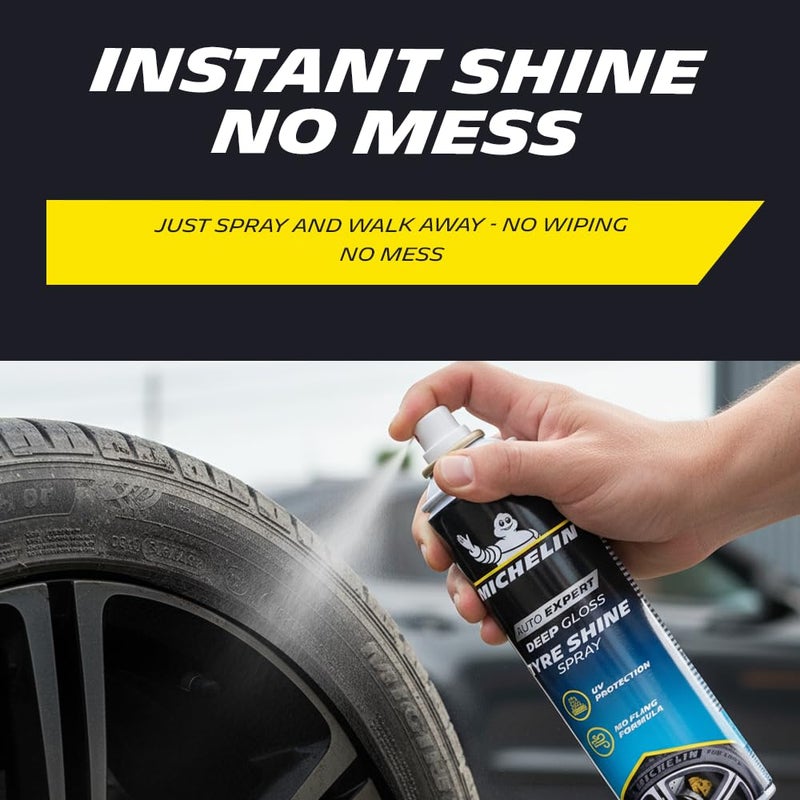 Michelin Tyre Shine Polish for Car 400ml | Instant Deep Black Gloss for Tyres & Plastic Parts with UV-Protection | Restores Faded Surfaces & Prevents Premature Ageing | Long-Lasting Non-Greasy Shine - Image 3