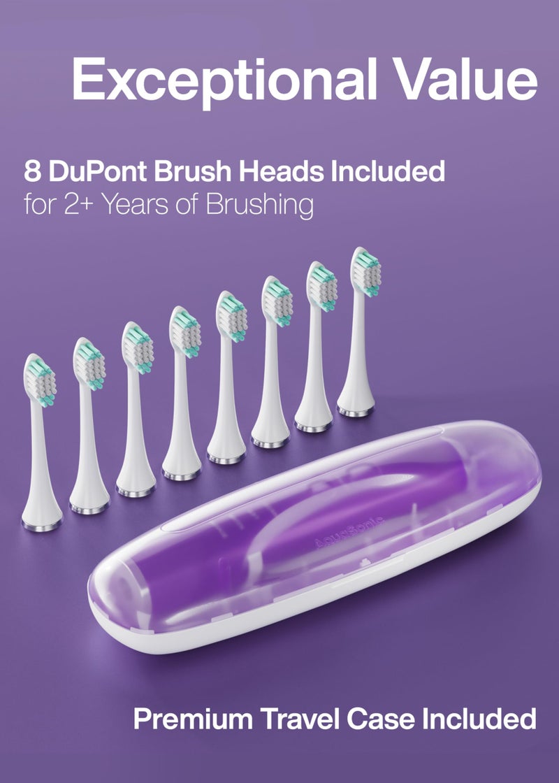Aquasonic Vibe Series Ultra-Whitening Toothbrush – ADA Accepted Electric Toothbrush - 8 Brush Heads & Travel Case – 40,000 VPM Motor & Wireless Charging - 4 Modes w Smart Timer – Satin Violet - Image 5