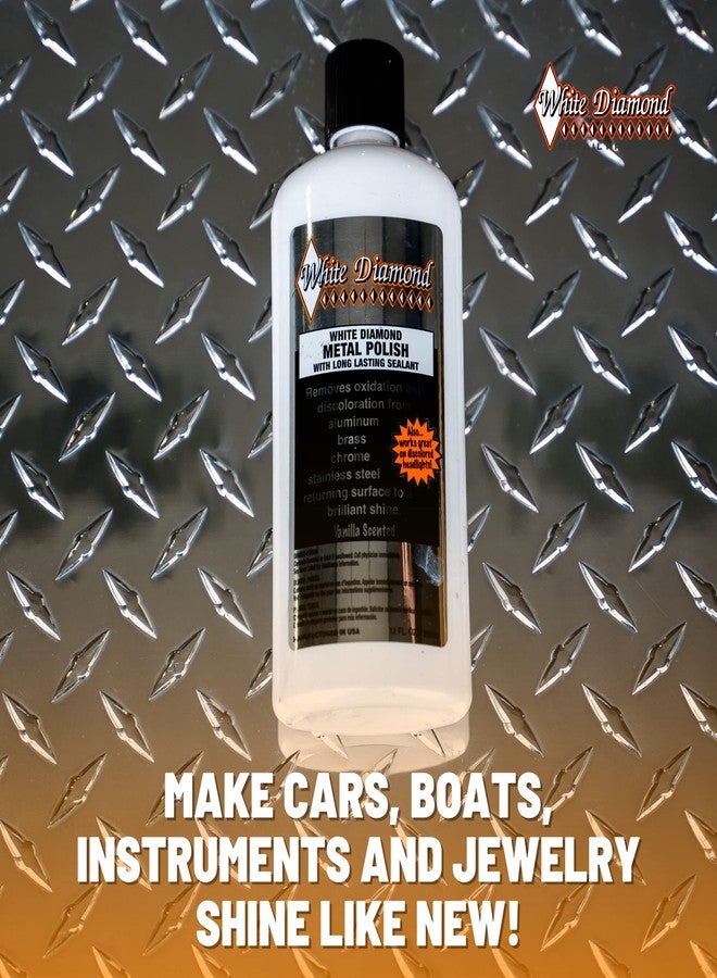Schultz Laboratories White Diamond Metal Polish with Long Lasting Sealant, 12 fl oz is a cleaner, polisher and protectant all in one. Removes oxidation and discoloration from aluminum, brass, chrome and many other metals - Image 4