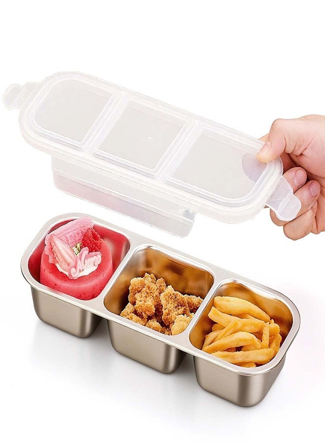 Toosunny Stainless Steel Snackle Box Container 3 Compartment Reusable Divided Food Storage Containers for School, Home, Travel - Image 1