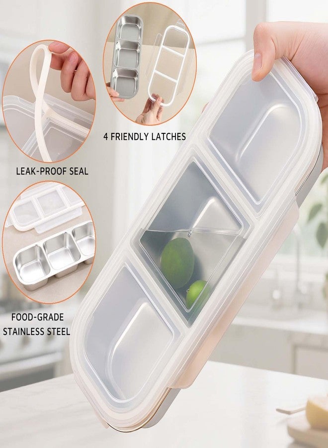 Toosunny Stainless Steel Snackle Box Container 3 Compartment Reusable Divided Food Storage Containers for School, Home, Travel - Image 4