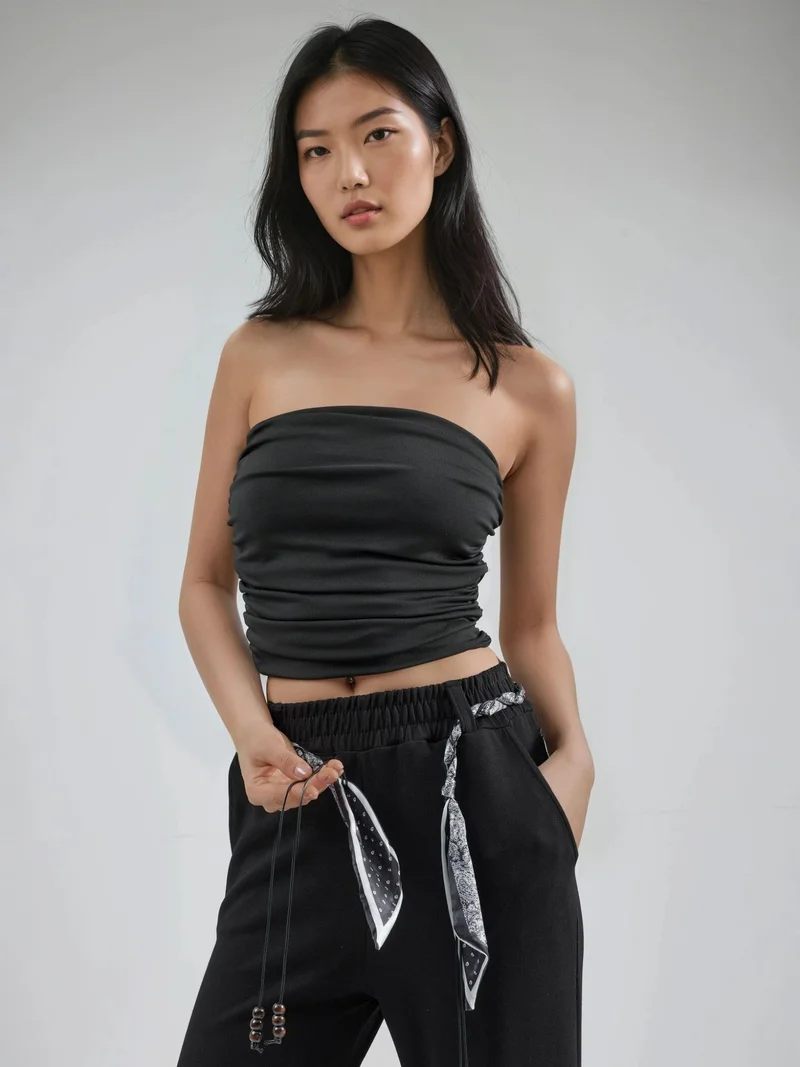 HICCUP Modal Touch Belted High Waist Straight Leg Knit Pants Bersan Collection